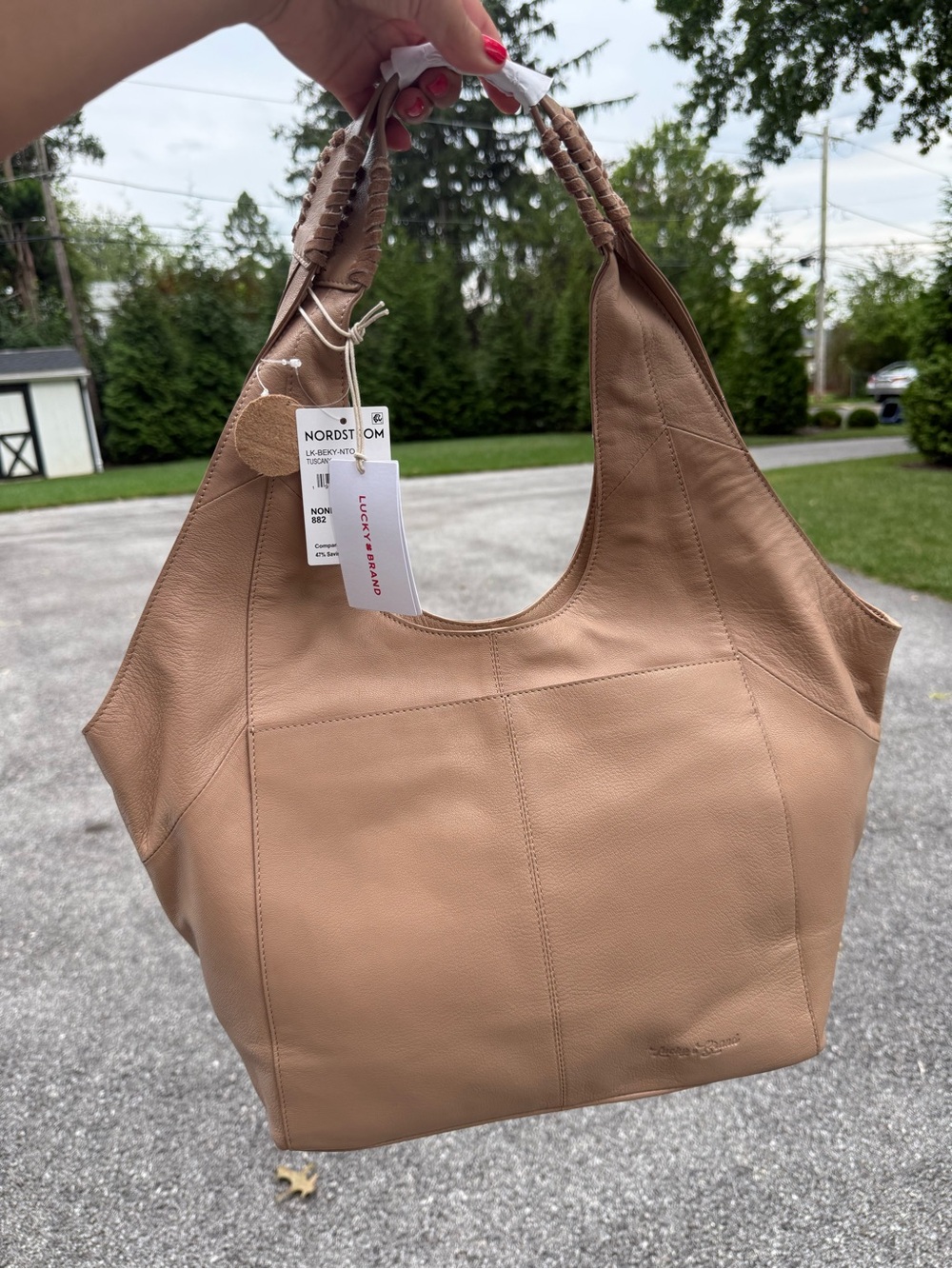Lucky Brand - new! Leather Hobo Shoulder Bag - Tan